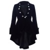 Women Black Velvet Coat Wine | Waterfall Gothic Jacket | Victorian Ruffle Frock Coats